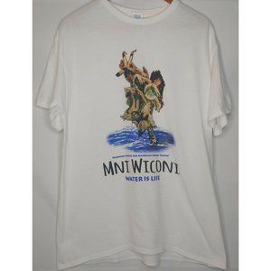 Mni Wiconi Water Is Life Men L T Shirt Running Strong American Native White